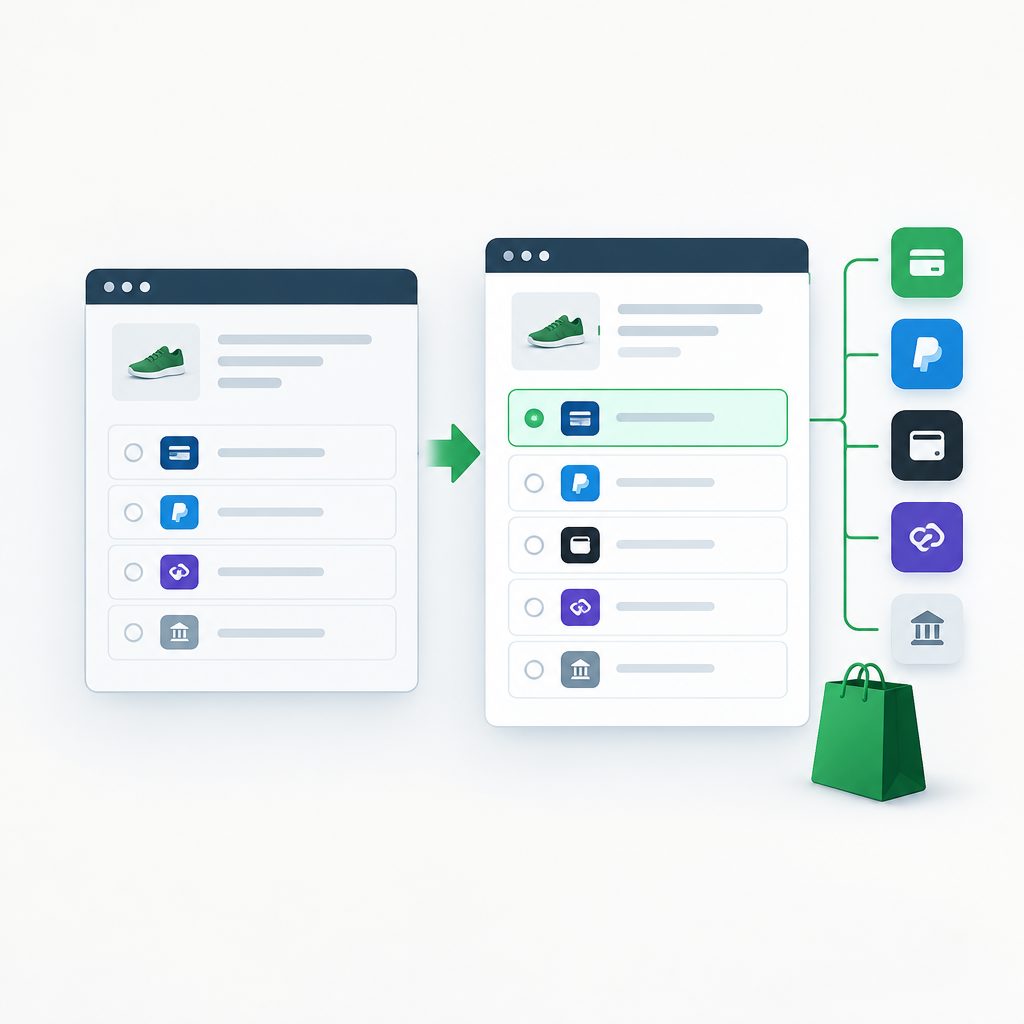 Novo layout dos meios de pagamento no checkout Shopify: o que muda para conversão